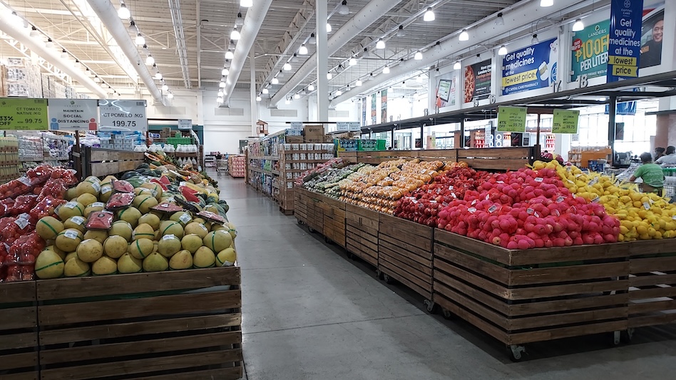 Grocery aisle for fruits and vegetables