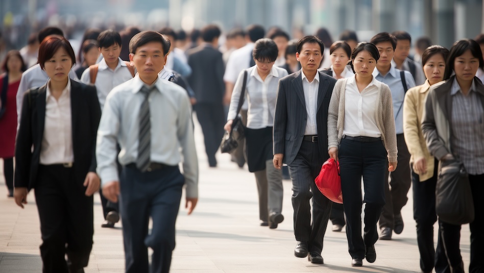 People walking on sidewalk